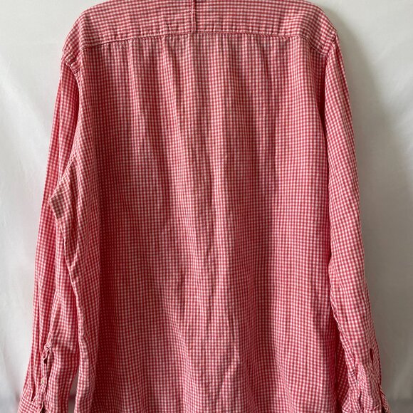 Banana Republic Mens Red White Check Slim Fit Button Down Collared Shirt Size XL - Picture 6 of 12